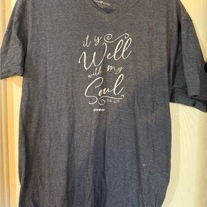 Gray V-Neck Graphic T-Shirt